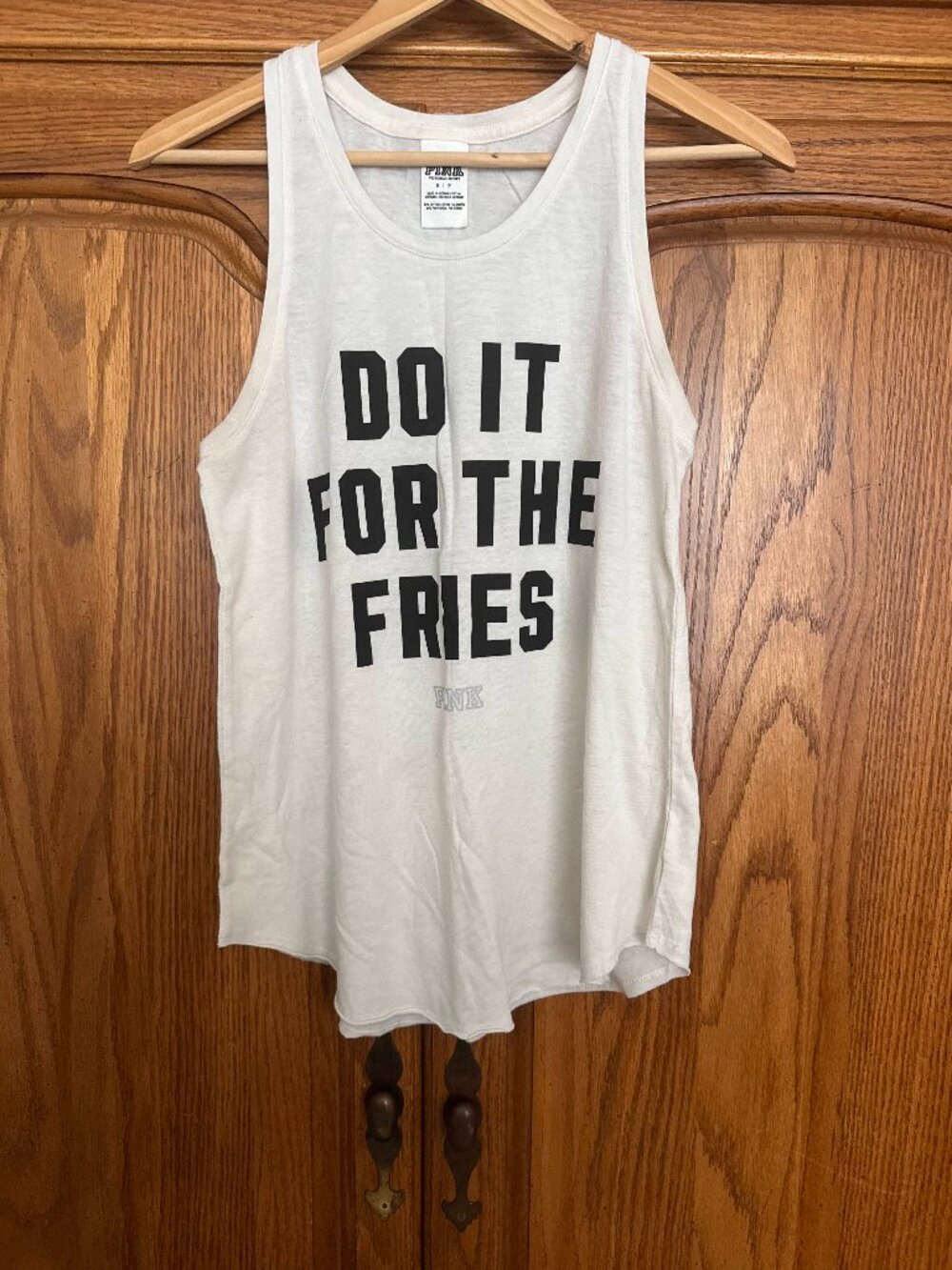 PINK Victoria's Secret White Tank "Do It For The Fries"